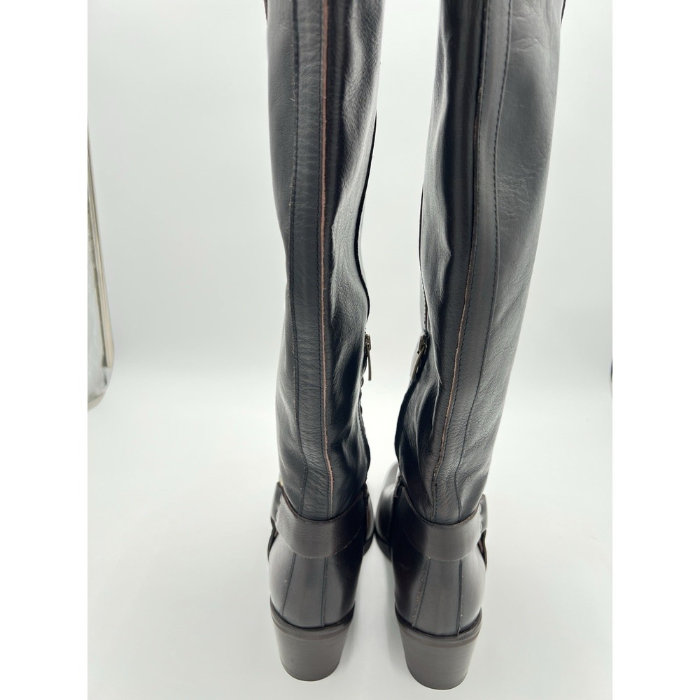 Sundance Italy Black Leather Tall Riding Boots Buckle Women's Made In Italy 8 - Picture 8 of 13